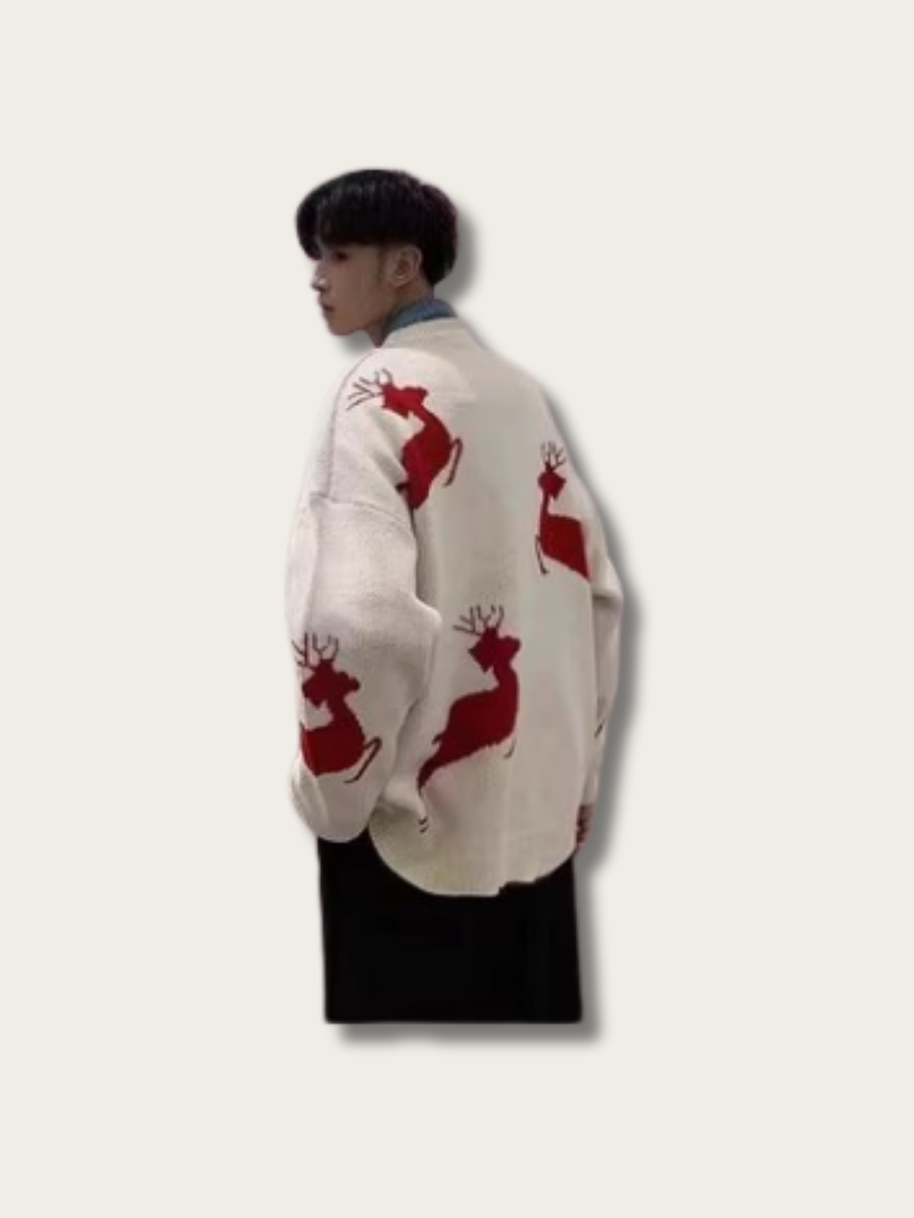 Reindeer Christmas Japanese Sweater - Red