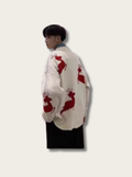 Reindeer Christmas Japanese Sweater - Red