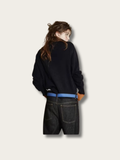 Contrast Charm Japanese Sweater - Black