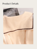 Bear Charm Sailor Sweatshirt - #fffdd0:Cream