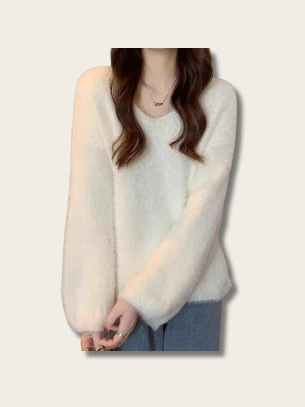 Fuzzy Dream Japanese Sweater - White