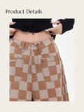 Retro Checkered Wide-Leg Pants - XL