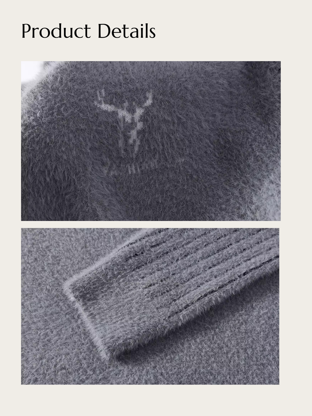 Frostbound Elk Knit Sweater - black:Black