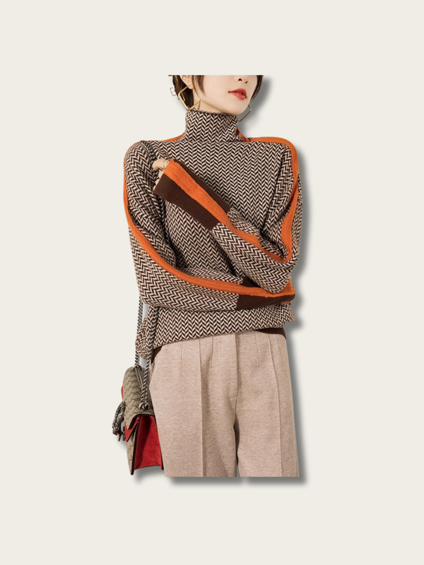 Modern Heritage Herringbone Sweater - #f5f5dc:Beige