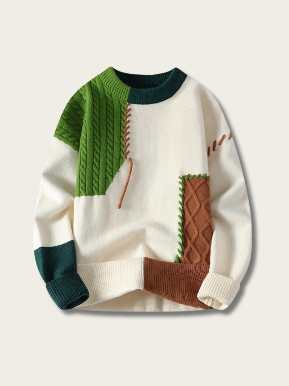 Artisan Patchwork Knit Sweater - black:Black
