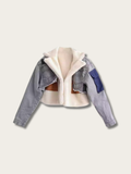 Urban Edge Shearling Denim Jacket - #00008b:Dark Blue