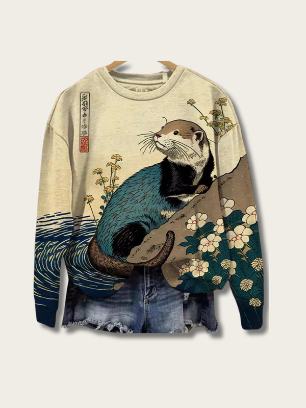 Tranquil Otter Japanese Sweatshirt - M