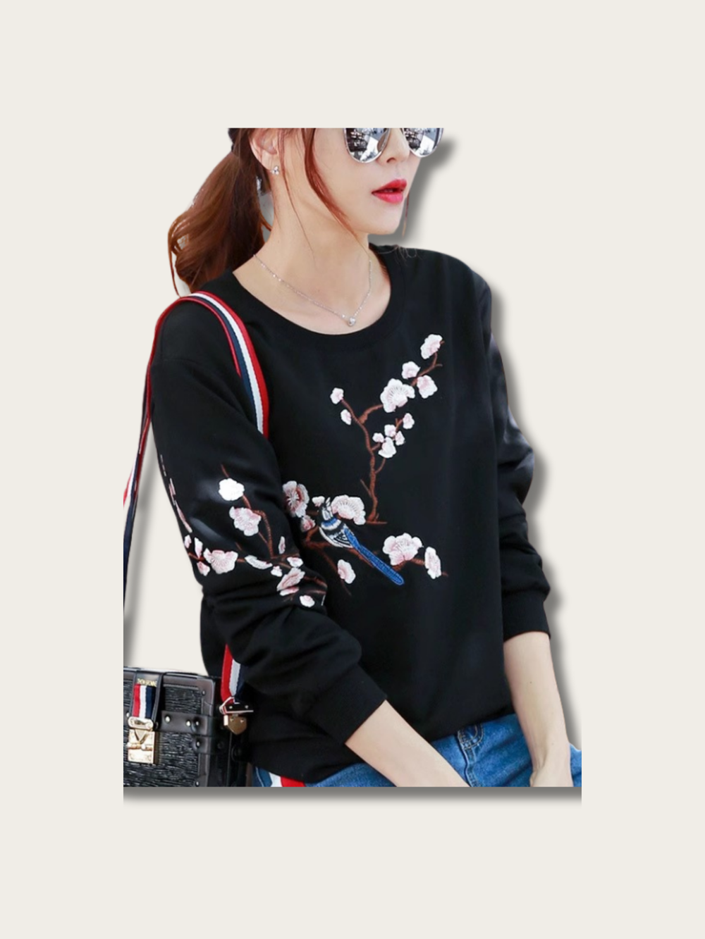Blossom Aviary Sweatshirt - black:Black