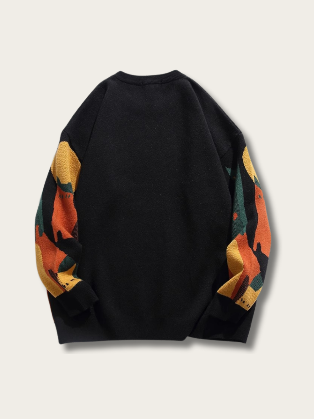 Cat Night Silhouette Knit Sweater - black:Black