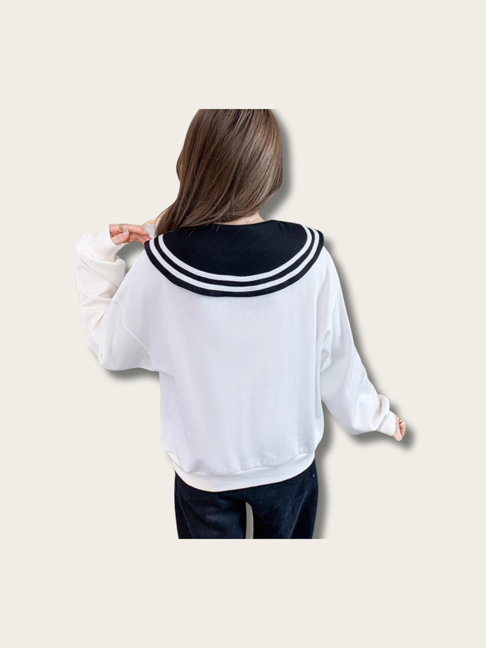 Classic Sailor Button-Up Sweatshirt - black:Black
