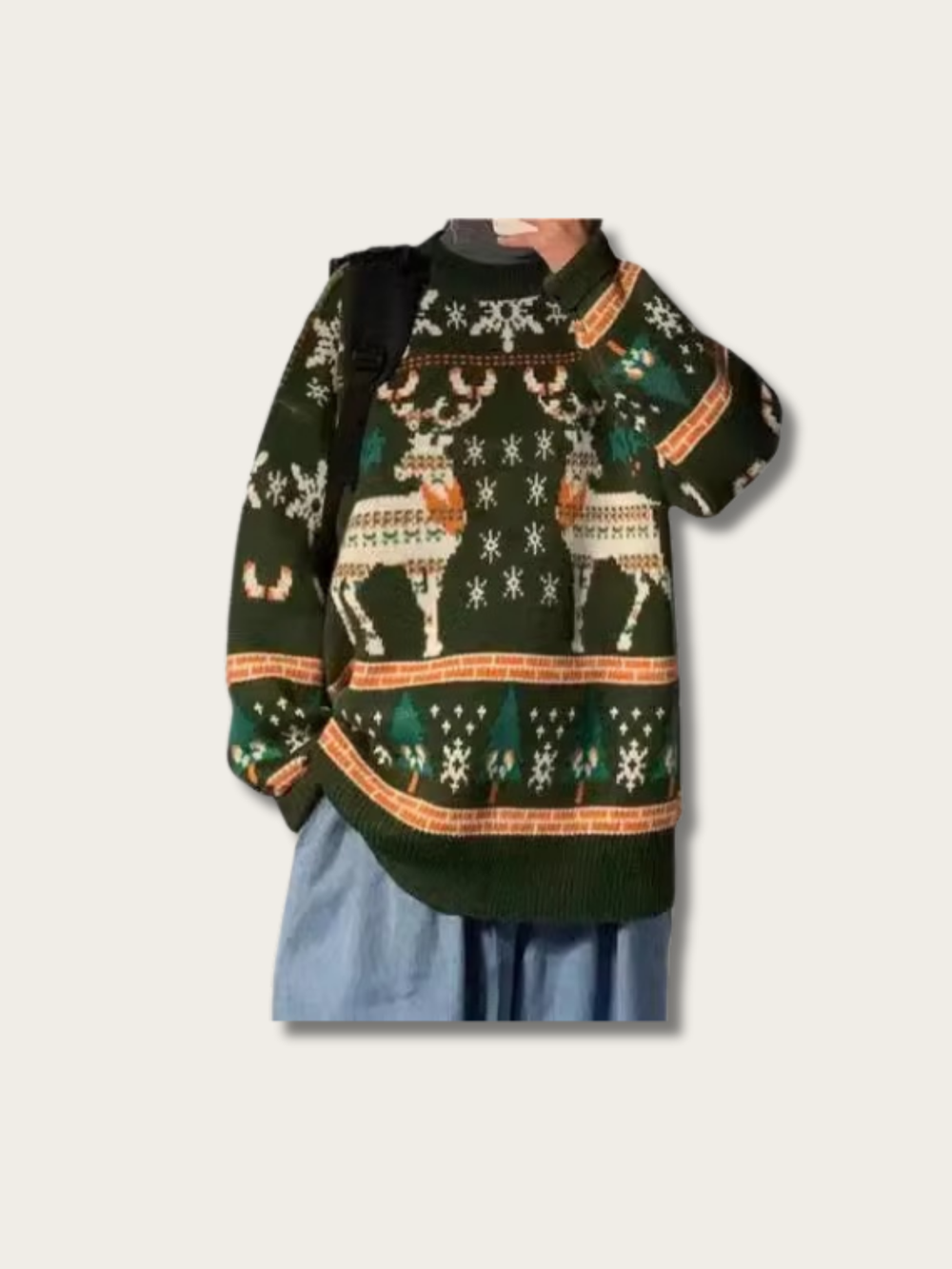 Reindeer Joy Christmas Japanese Sweater - Red