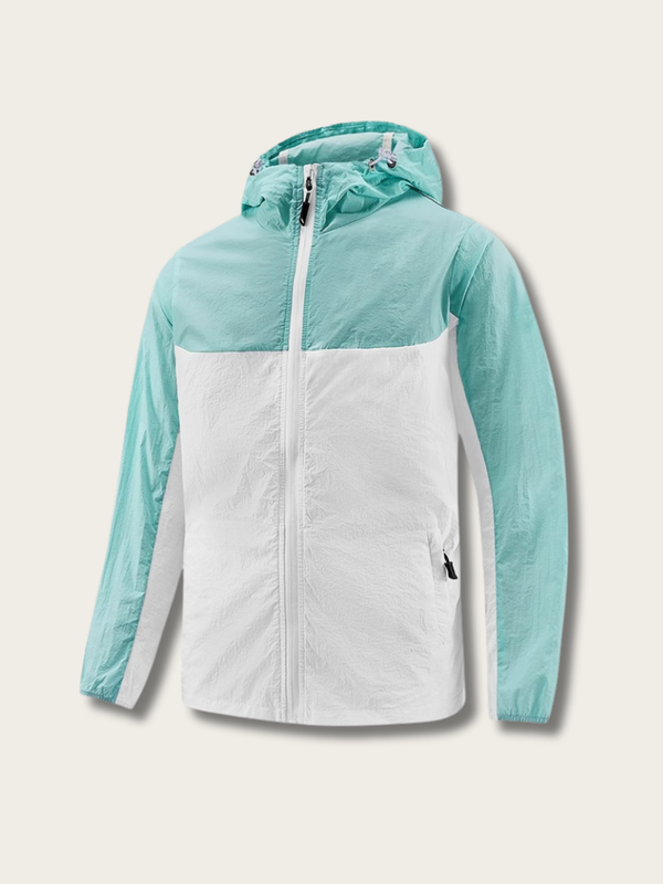 Color-Block Rain Jacket - Navy & White
