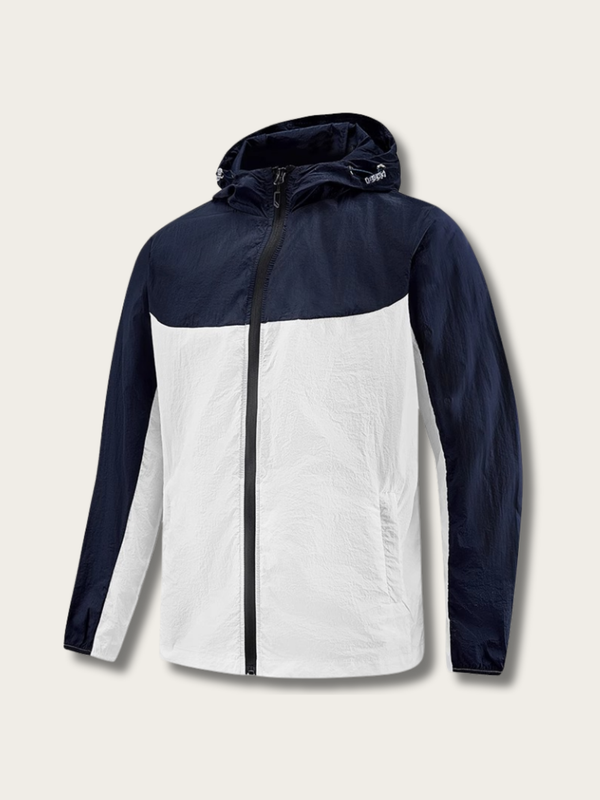 Color-Block Rain Jacket - Navy & White