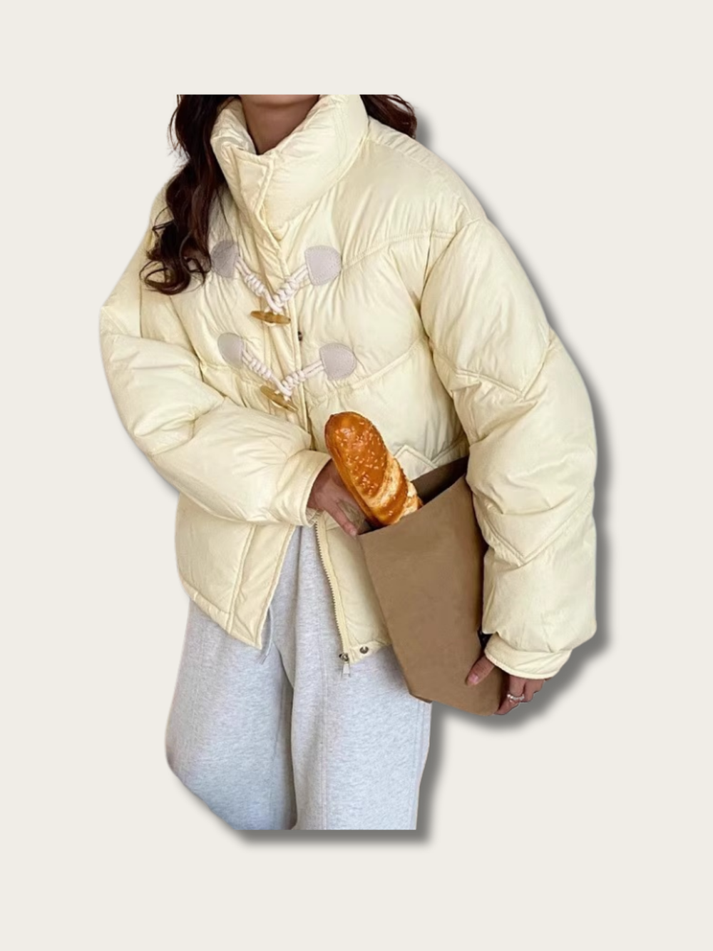Cozy Toggle Puffer Jacket - L
