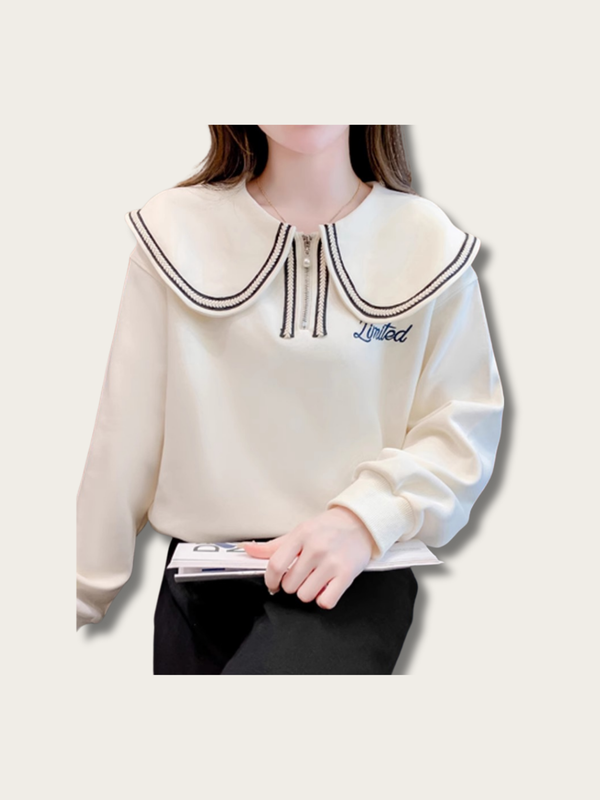 Limited Edition Sailor Zip Sweatshirt - #fffdd0:Cream