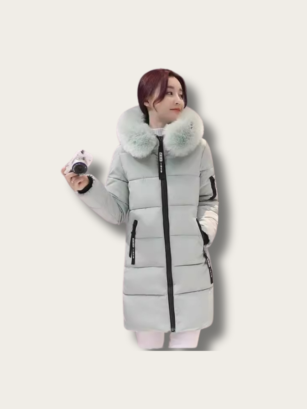 Winter Luxe Fur-Trimmed Puffer Coat - M