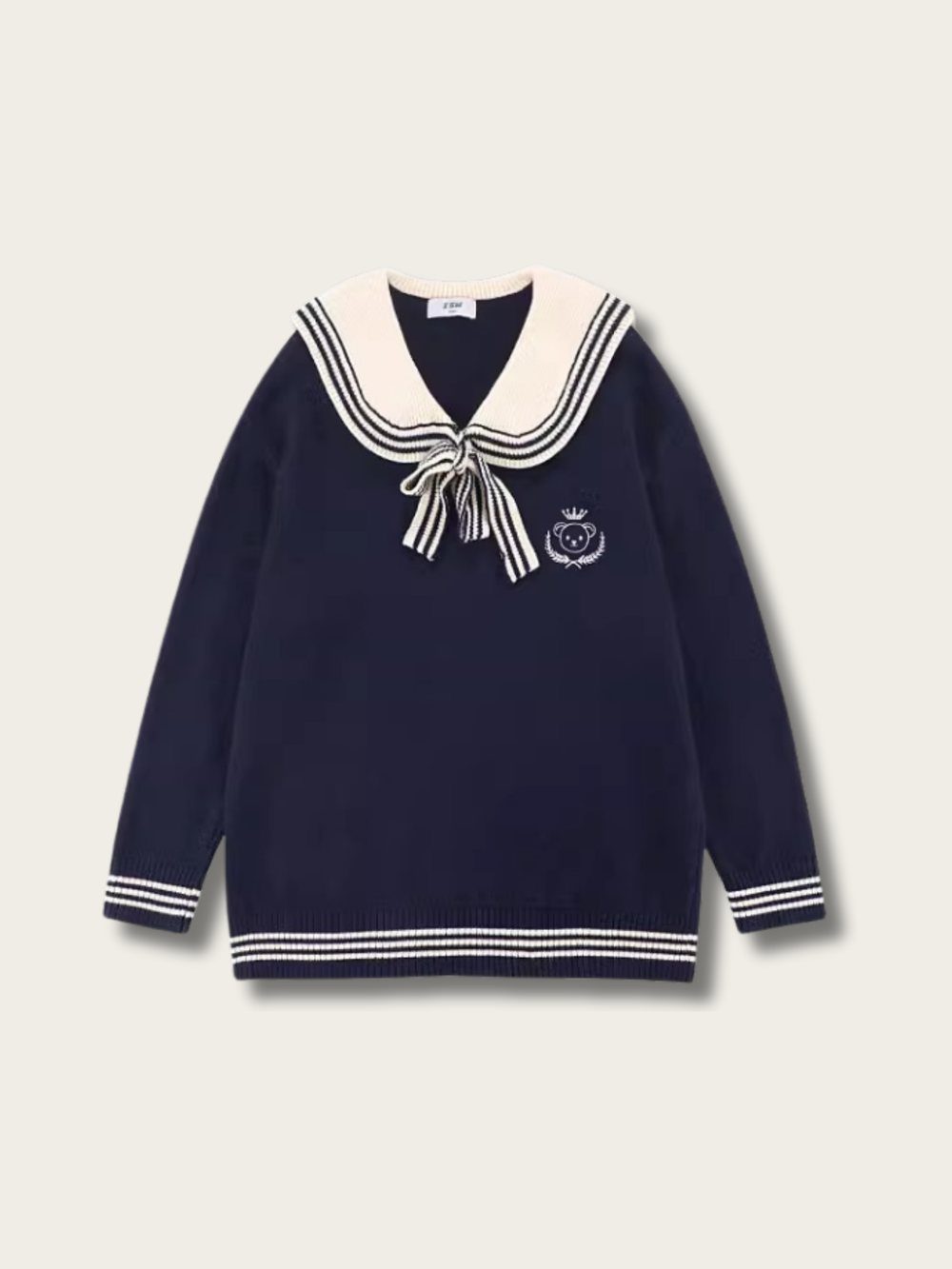 Regal Sailor Knit Sweater - #fffdd0:Cream
