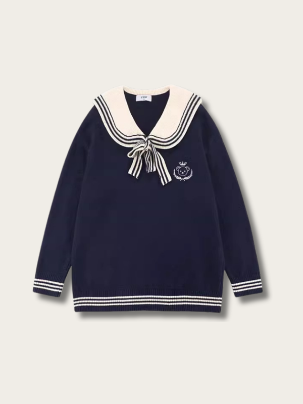 Regal Sailor Knit Sweater - #fffdd0:Cream