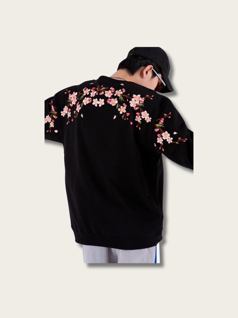 Cherry Blossom Wrap Japanese Sweatshirt - White
