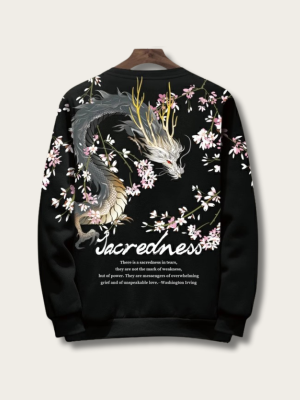 Sacred Dragon Blossom Sweatshirt - black:Black