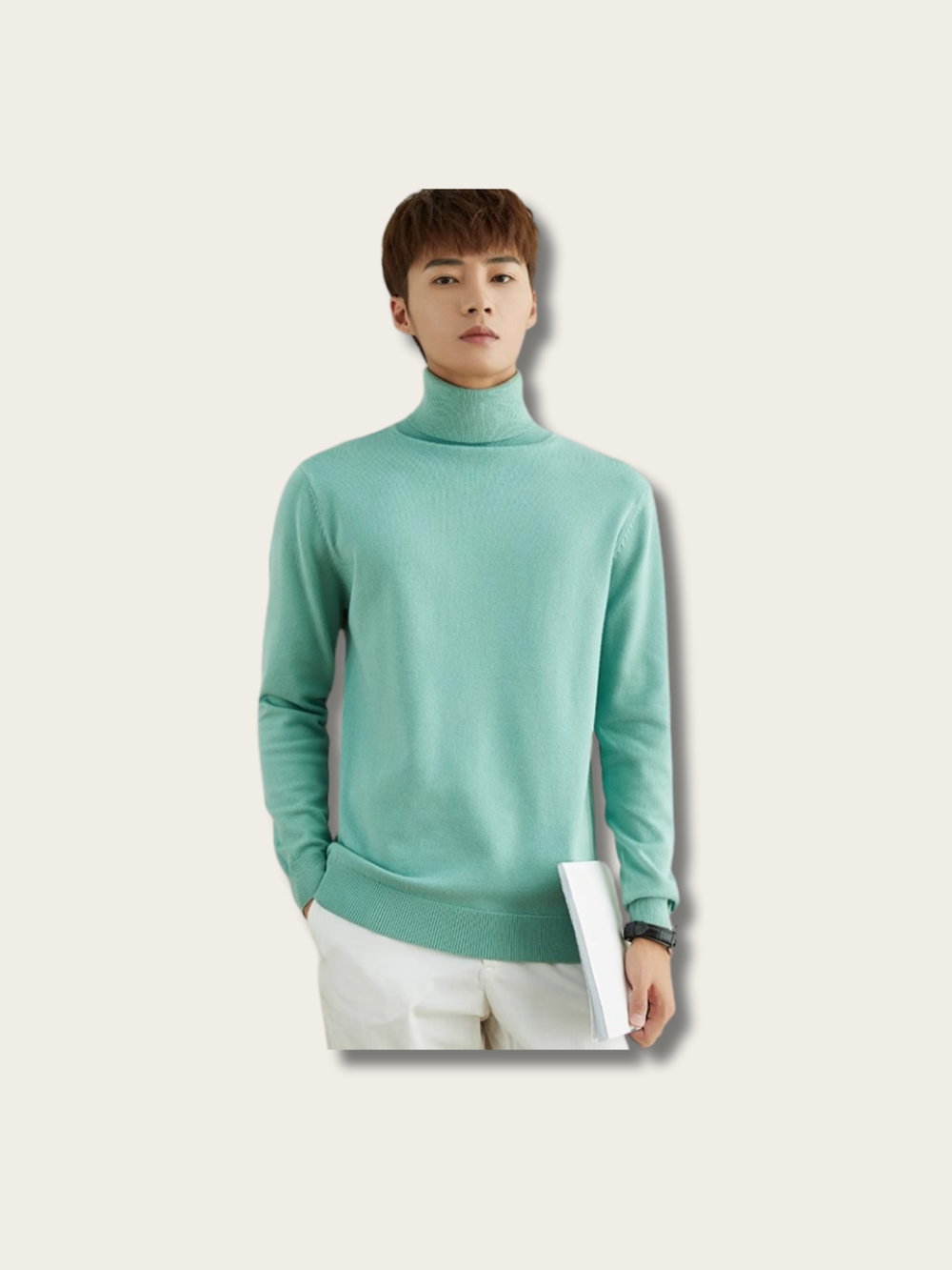 Turtleneck Elegant Comfort Japanese Sweater - #945536:Brown