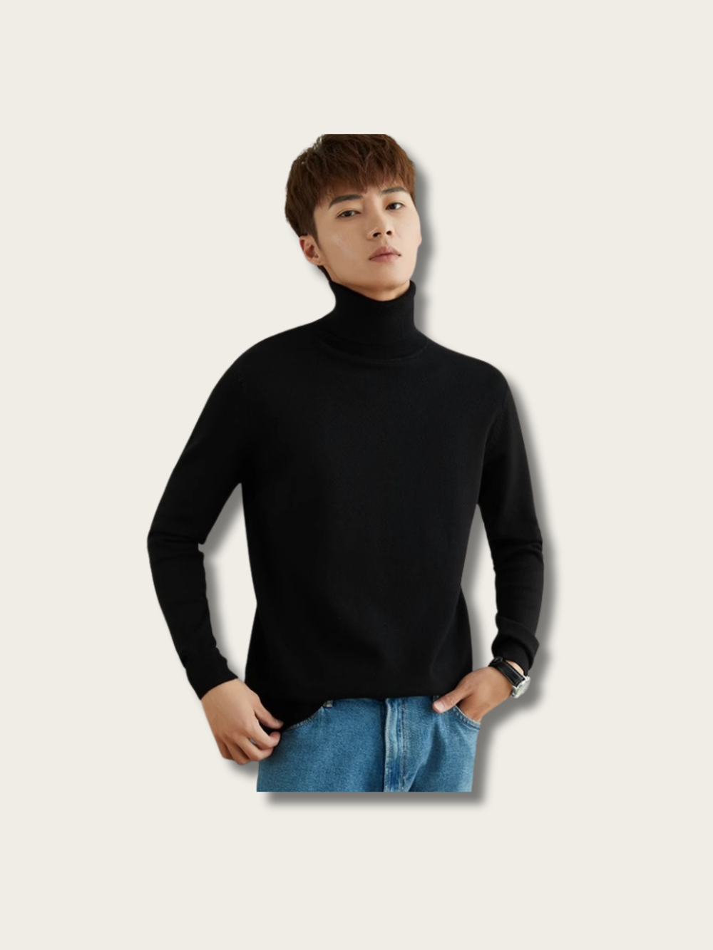 Turtleneck Elegant Comfort Japanese Sweater - #945536:Brown