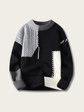 Artisan Patchwork Knit Sweater - black:Black