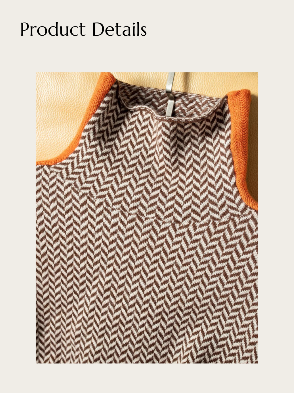 Modern Heritage Herringbone Sweater - #f5f5dc:Beige