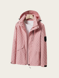 Pink jacket with a hood on a white background