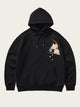 Black hoodie with floral design on a white background