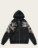 Black hoodie with dragon embroidery on a white background