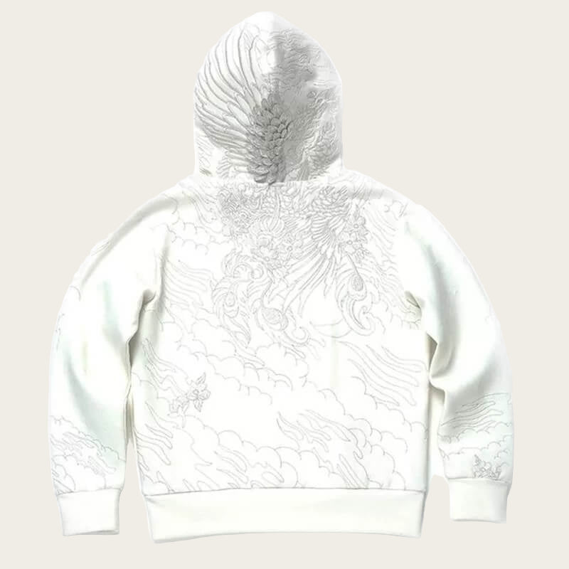 White textured hoodie on a white background
