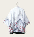 White kimono with crane and cherry blossom design