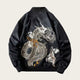 Black jacket with dragon embroidery on a white background