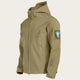 Khaki jacket with a patch on a white background