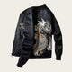 Black jacket with a dragon design on a white background