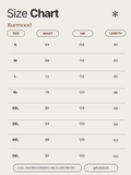 Size chart for clothing measurements by Ruemood