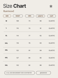 Size chart for Ruemood clothing with measurements in centimeters.