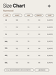 Size chart for Ruemood clothing with measurements in centimeters.
