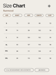 Size chart for Ruemood products with measurements in centimeters.