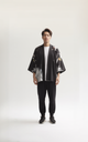 Black and White Feather Crane Kimono Jacket