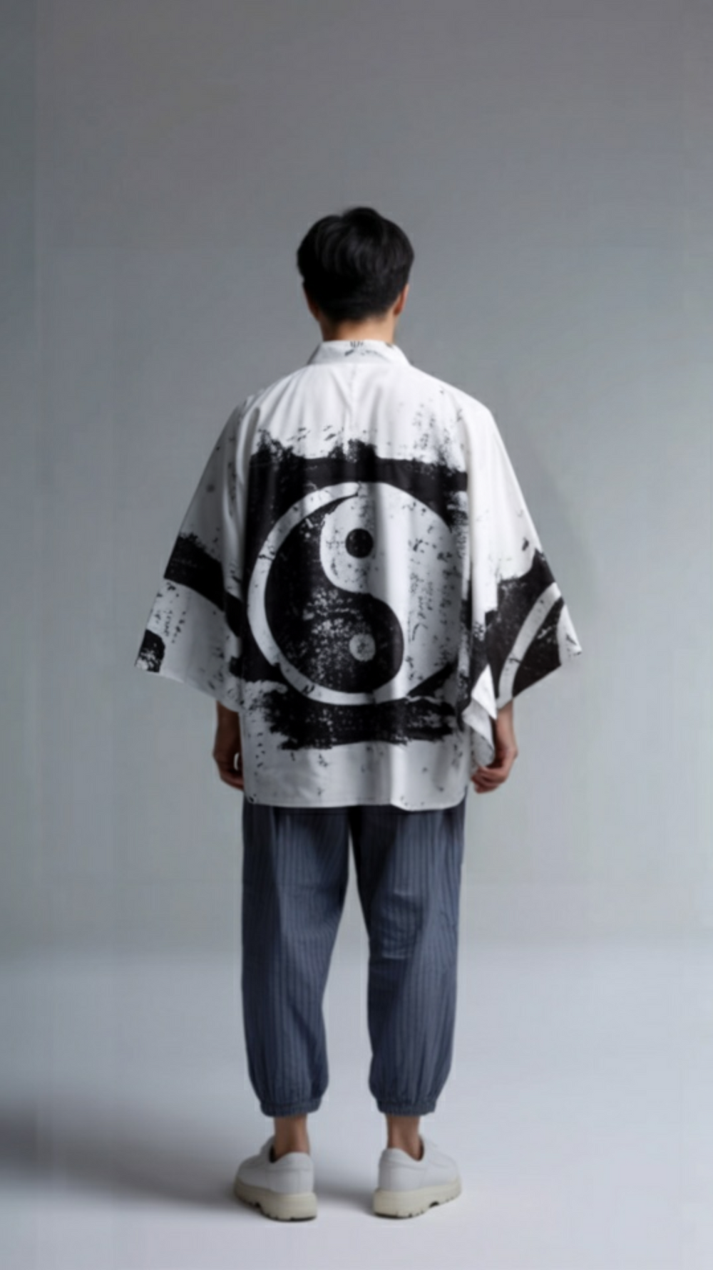 Ink-Splash Yin-Yang Kimono Cardigan – Unisex Zen Haori