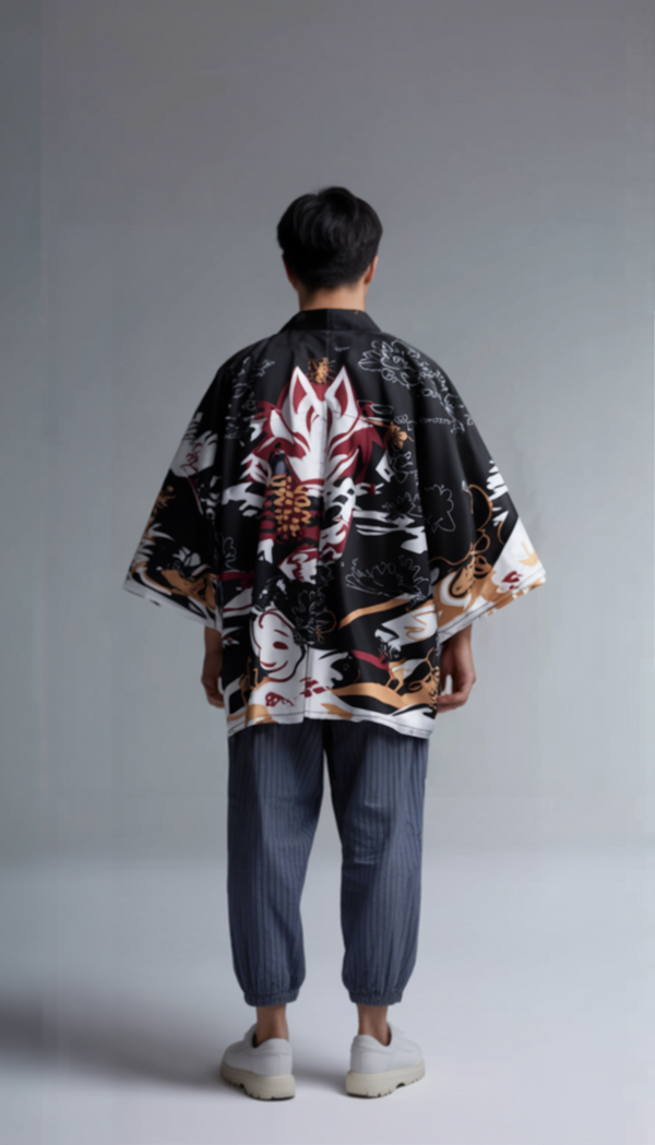 Kitsune Flame Japanese Kimono Cardigan