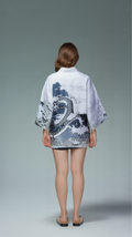 Storm Dragon Kimono Jacket – White Wave & Mountain Print