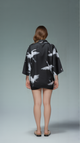 Classic Crane Kimono Jacket – Black Minimalist Design