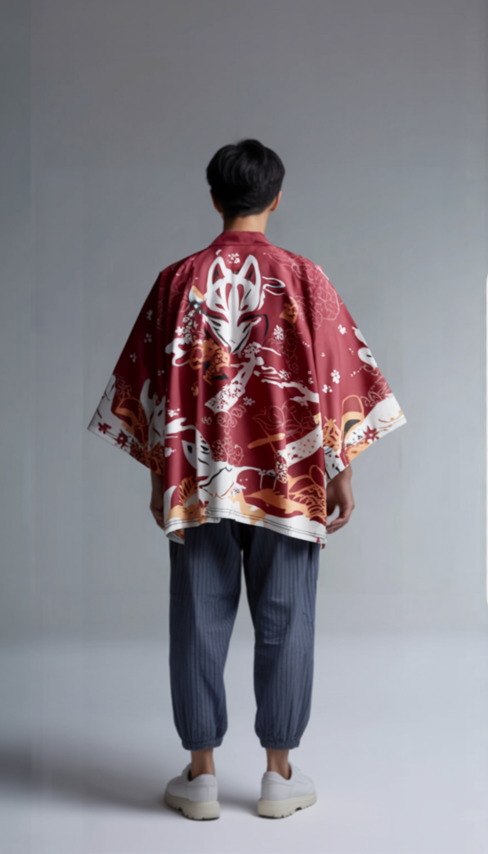 Kitsune Flame Japanese Kimono Cardigan