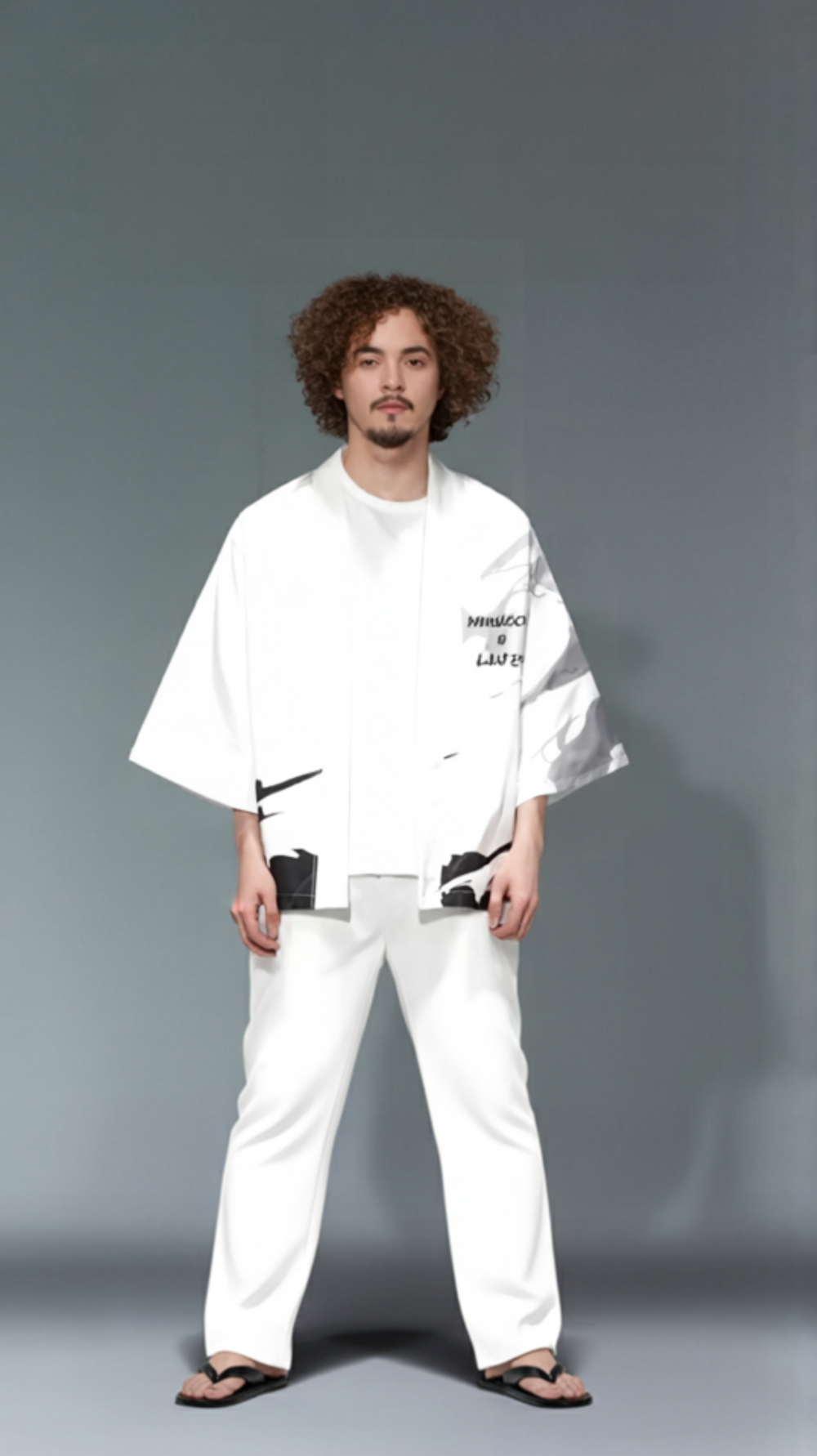 Monkey D. Luffy “Ink Smoke” Haori Kimono Jacket – White & Black Unisex Anime Streetwear