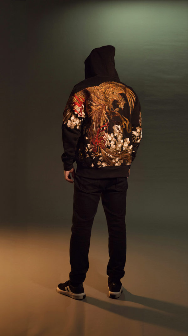 Embroidered Floral & Phoenix Graphic Hoodies - Zip-Up and Pullover Styles