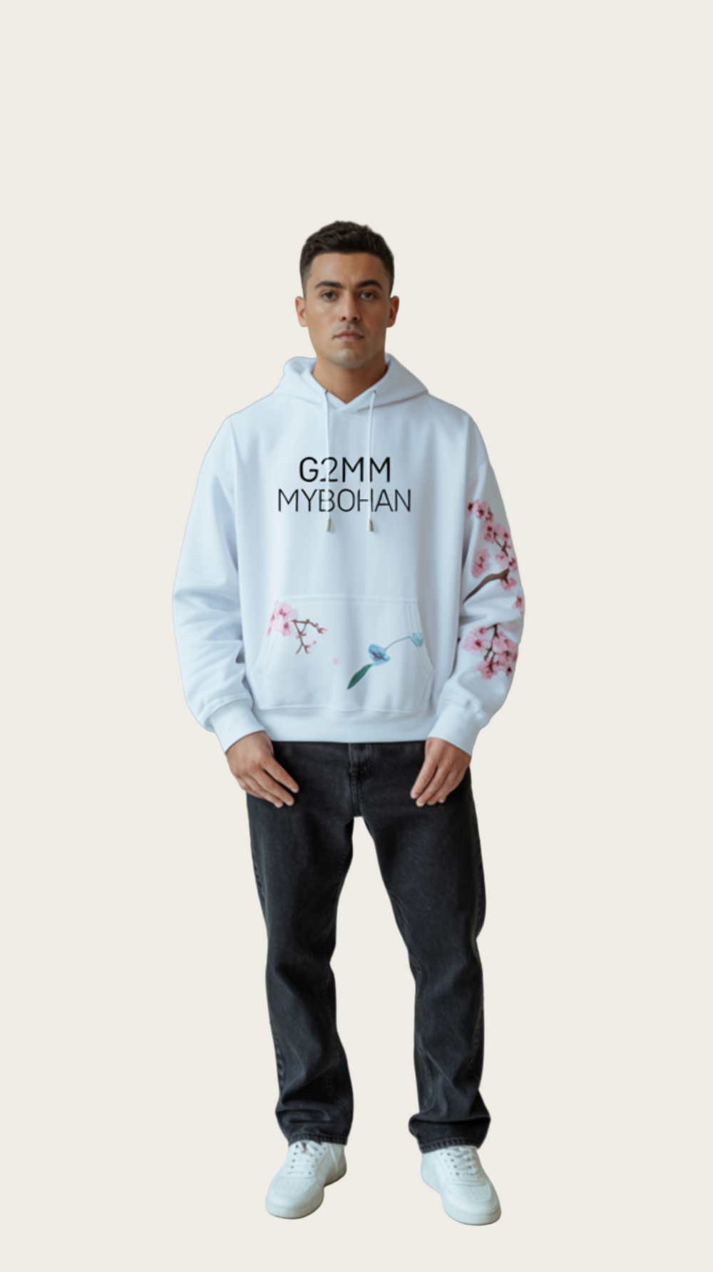 Sakura & Crane Graphic Japanese Hoodie
