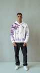 Purple Floral & Butterfly Print White Hoodie – Artistic Streetwear